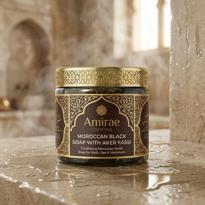 Amirae™ Moroccan Black Soap with Aker Fassi